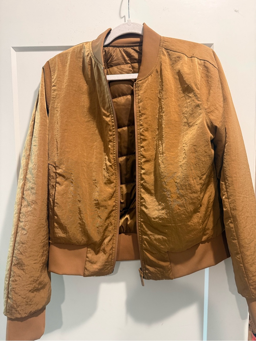Lululemon Women's Tan Bomber Jacket reversible - Lightweight Casual Coat size 8